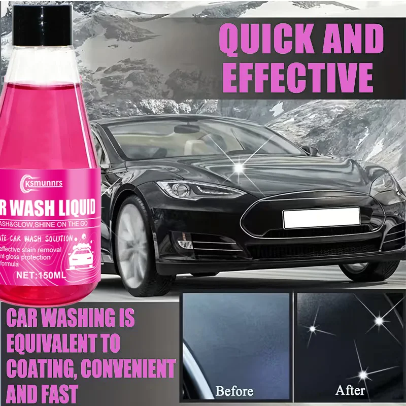150ml Pink High Foam Car Wash Liquid, Neutral pH Formula, Paint Protection & Mirror Shine, Suitable for Cars, Trucks, SUVs, Moto