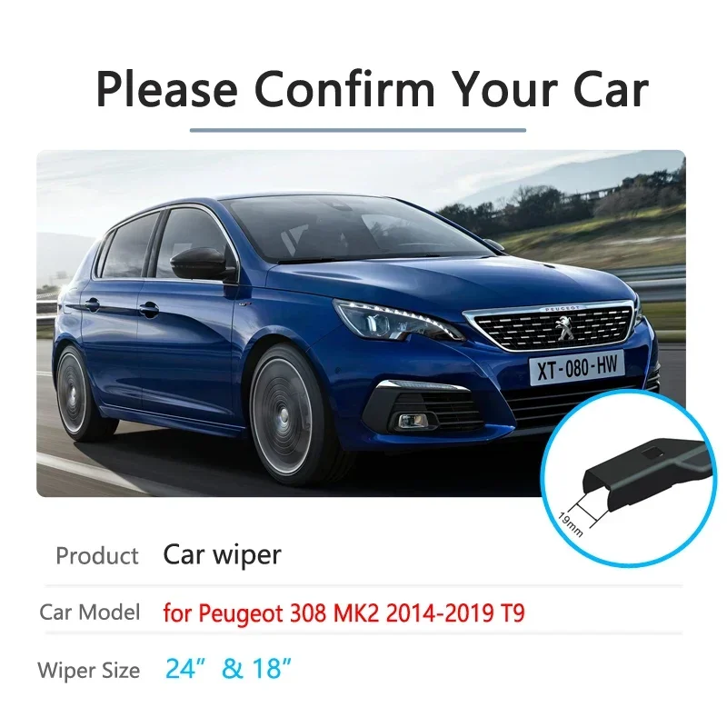 For Peugeot 308 T9 2014 2015 2016 2017 2018 2019 MK2 Front Windscreen Windshield Wipers Brushes Car Accessories Car Wiper Blades