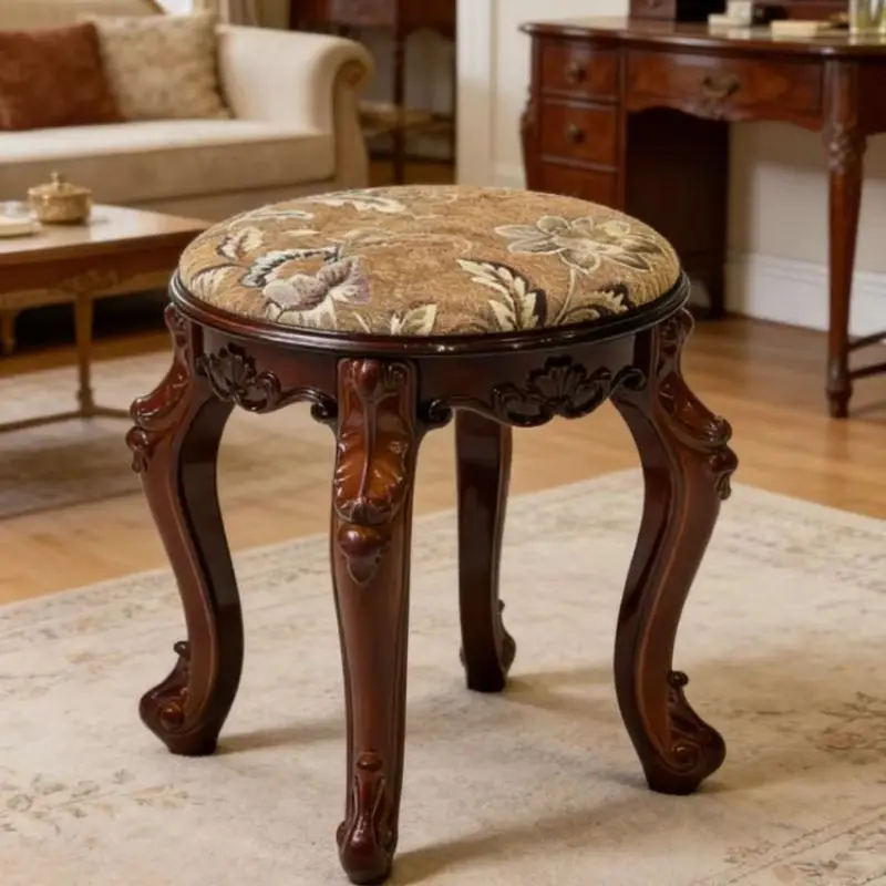 

Comfortable Vanity Stool with Solid ABS Frame, Leather Seat Eco-friendly Multifunctional Ottoman for Bedroom Dressing Area