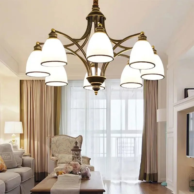 American Style Retro LED Chandelier For Rural Areas Living Room Study Dining Room Home Appliances Chandelier For Indoor Lighting