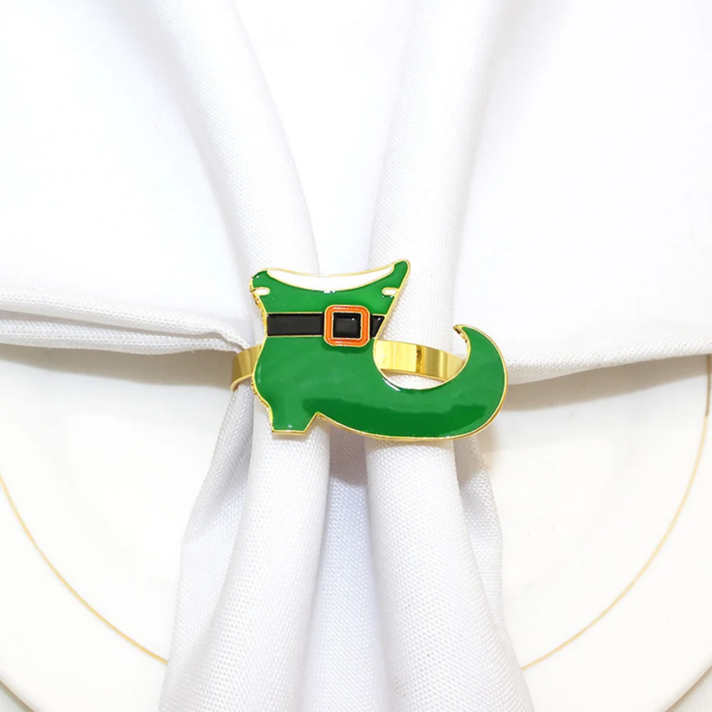 

6 Pcs Napkin Rings St Patrick's Day Party Serviette Holder Zinc Alloy Tabletop Clasps Buckles Holiday Decorations