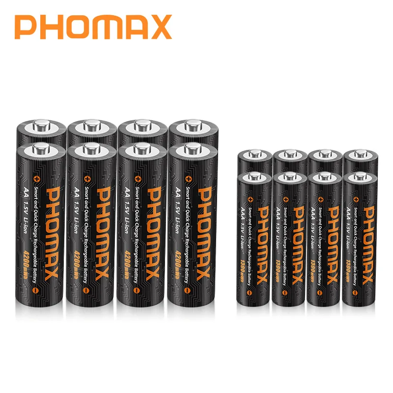 POHMAX 1,5 V AA/AAA lithiumbatterijlader 8 slots oplaadbare snellaaddoos voor 1,5 V batterijen met snellaadkabel
