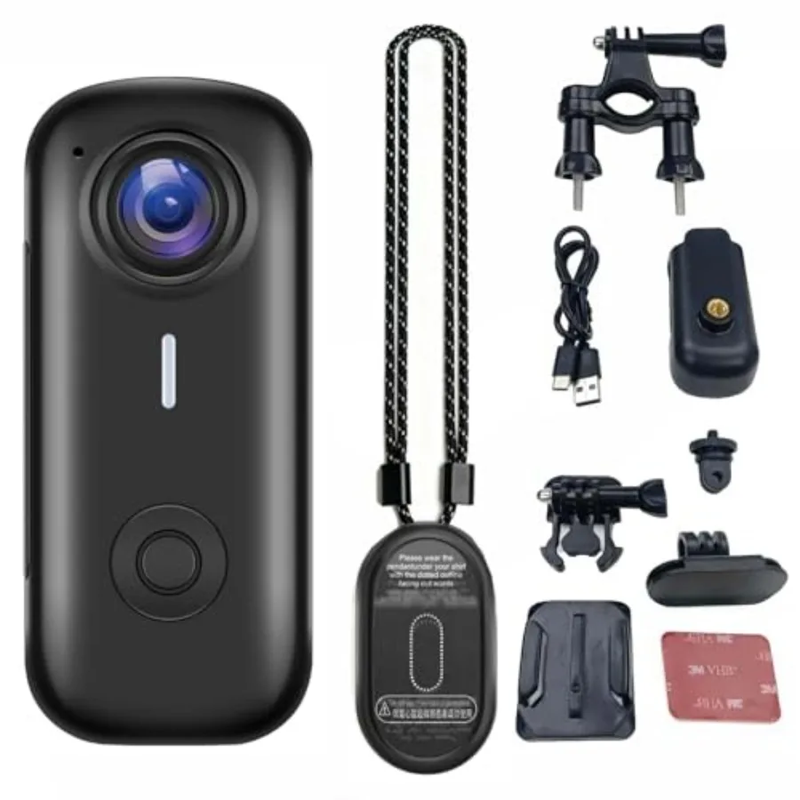 

Cycling, motorcycle, and hiking POV camera; black ABS plastic bodycam; hands-free chest mount; 64GB storage; audio/video record