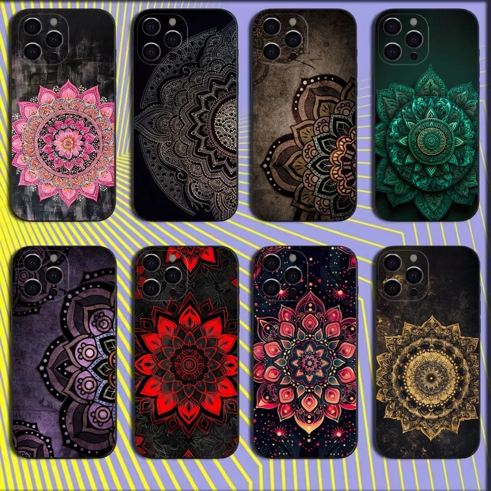 

Elegant Mandala Floral Design Case Phone Case For iPhone 16,15,14,13,12,11,Mini,Pro,SE,MAX White Matte Shockproof Cover
