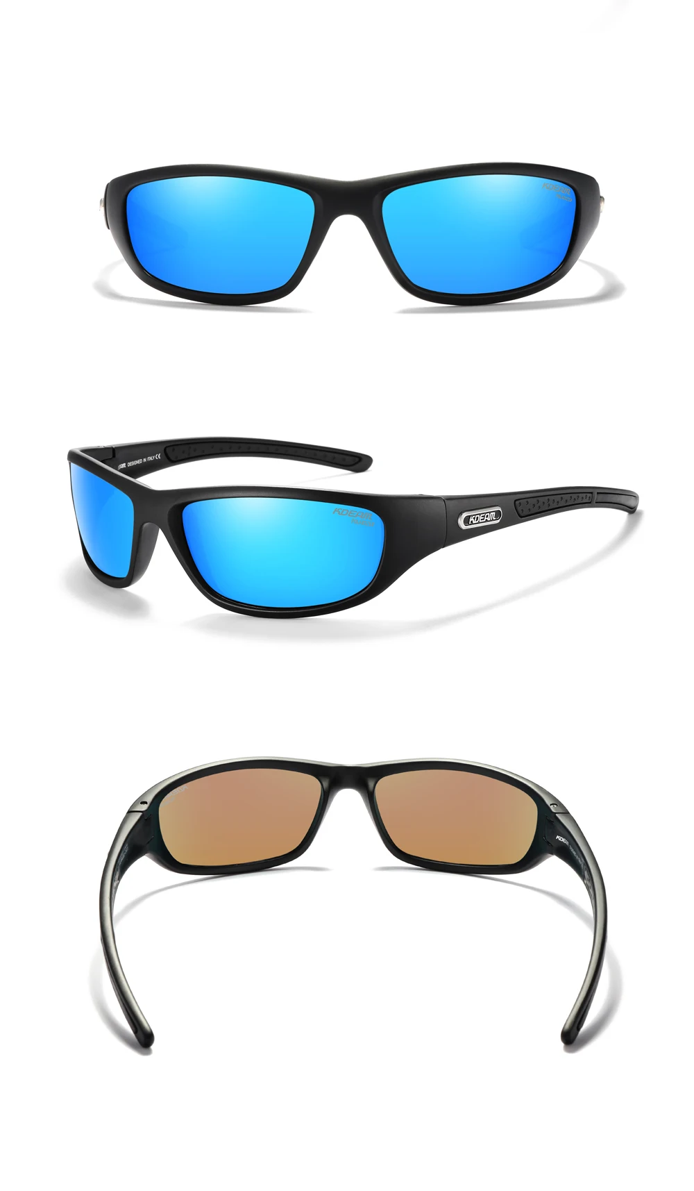 Kdeam fishing performance herren sonnenbrille polarisiert tr90 material markenlogo fahrrad brille mit reiß verschluss koffer kd0701 – Detail 23