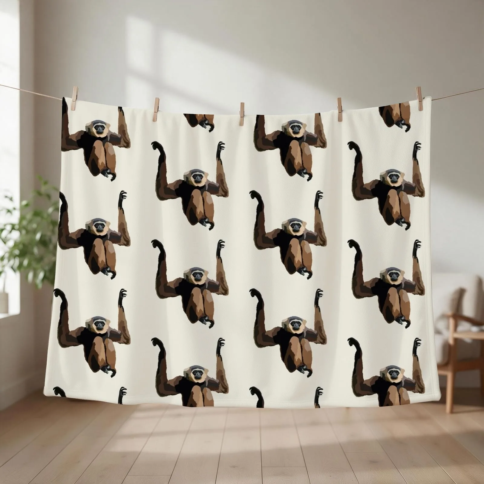 A is for Agile Gibbon Throw Blanket couch cozy soft plush fuzzy picnic outdoor blanket