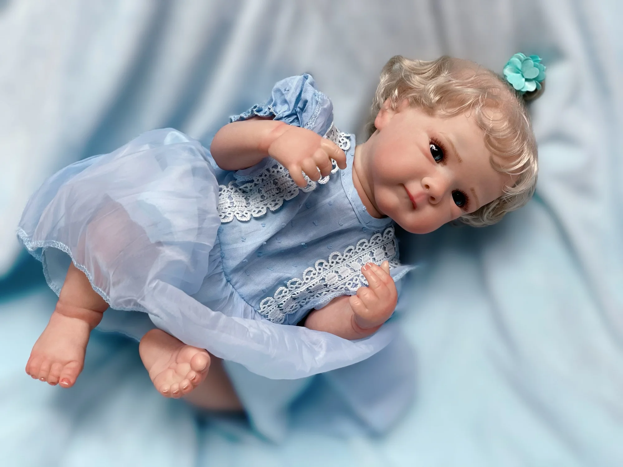 18-20 Zoll offene Augen Bettie Reborn Baby Mädchen Puppe wasserdichte Vinyl Puppe mit verwurzelten weißen Haaren handgemachte lebensechte echte Bebe Reborn