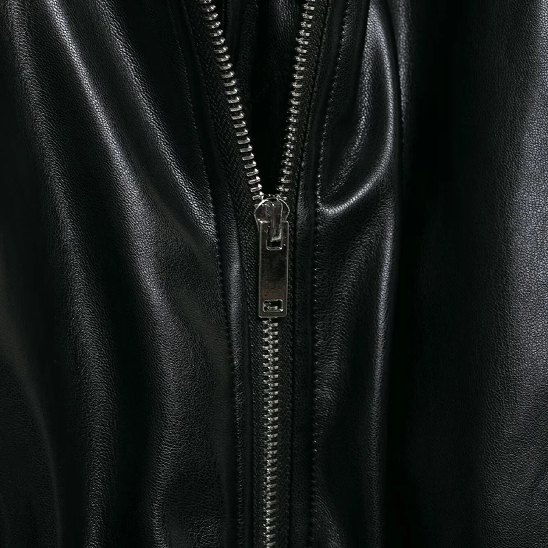 Willshela Moda donna con tasche PU Nero Cerniera frontale Bomber Giubbotti Vintage O-Collo Maniche lunghe Donna Chic Lady Outfits