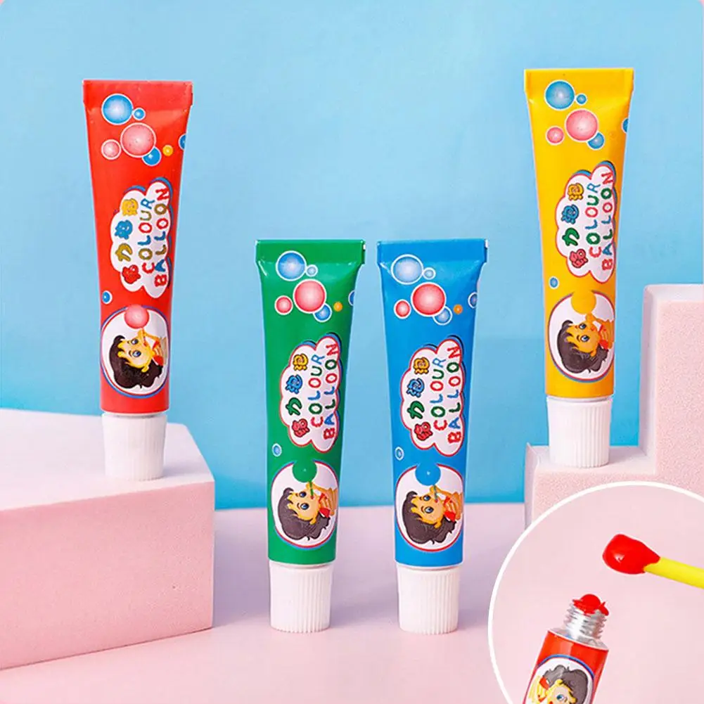 Globos de burbujas de colores aleatorios, burbujas de plástico para soplar, disfruta del juego nostálgico de hacer burbujas, globos de burbujas elásticos con pajita