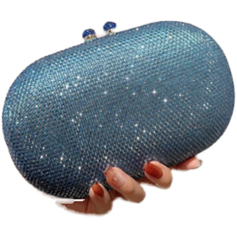 

Ele Evening Diamond Clutch Handbag Ladies Oval ape Glittering Ball Gown Purse Faionable Sli Par Accory