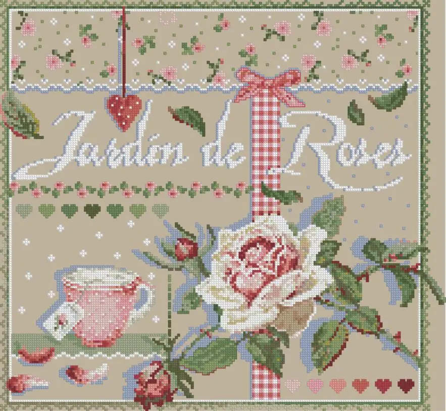 

Scented Tea in Rose Garden Cross stich Kits Homfun Craft Cross Stich Painting Decorations For Home