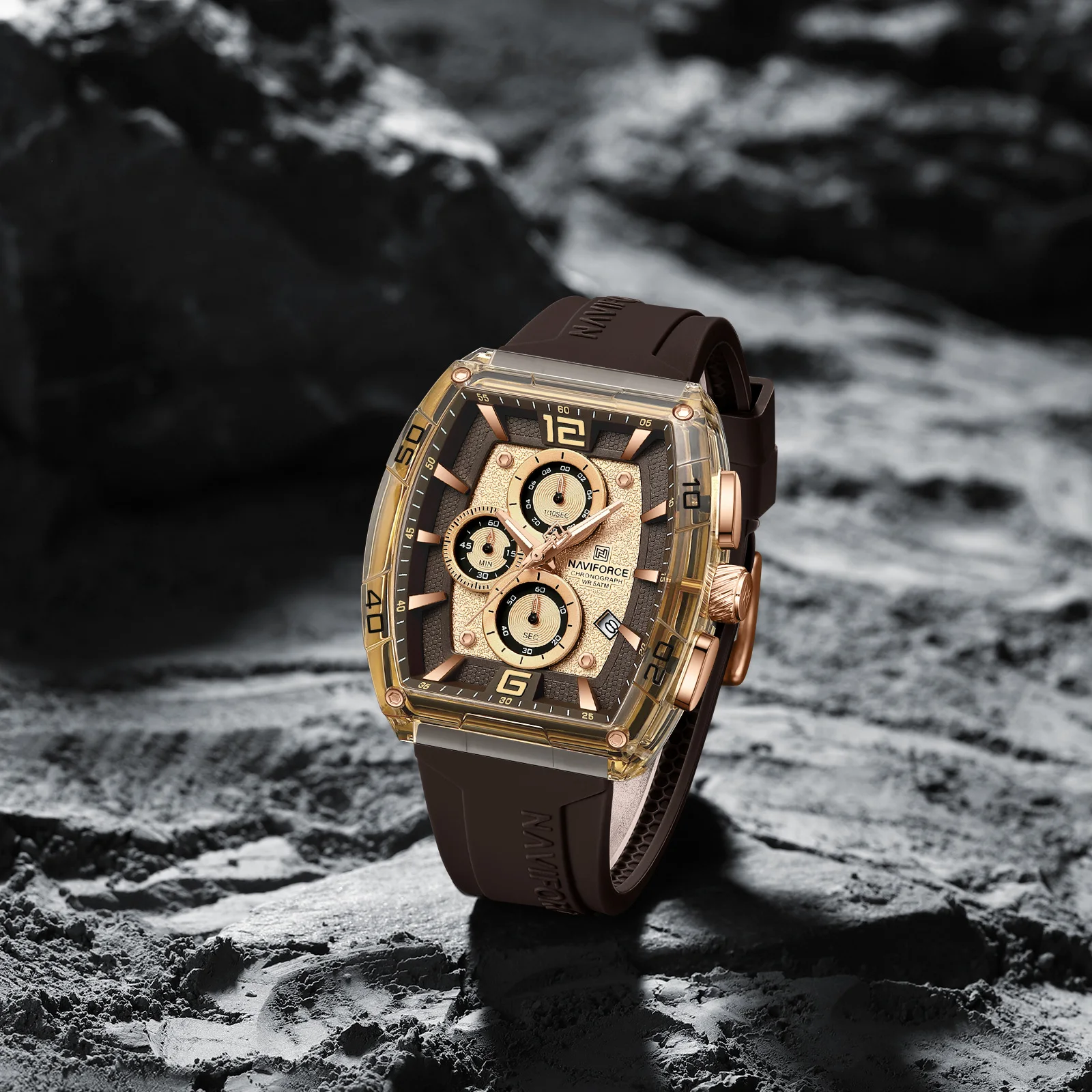 NAVIFORCE 6101 ساعات كوارتز عادية للرجل الرياضة مضيئة مقاوم للماء سيليكون حزام موضة الرجال ساعة relojes الفقرة hombres