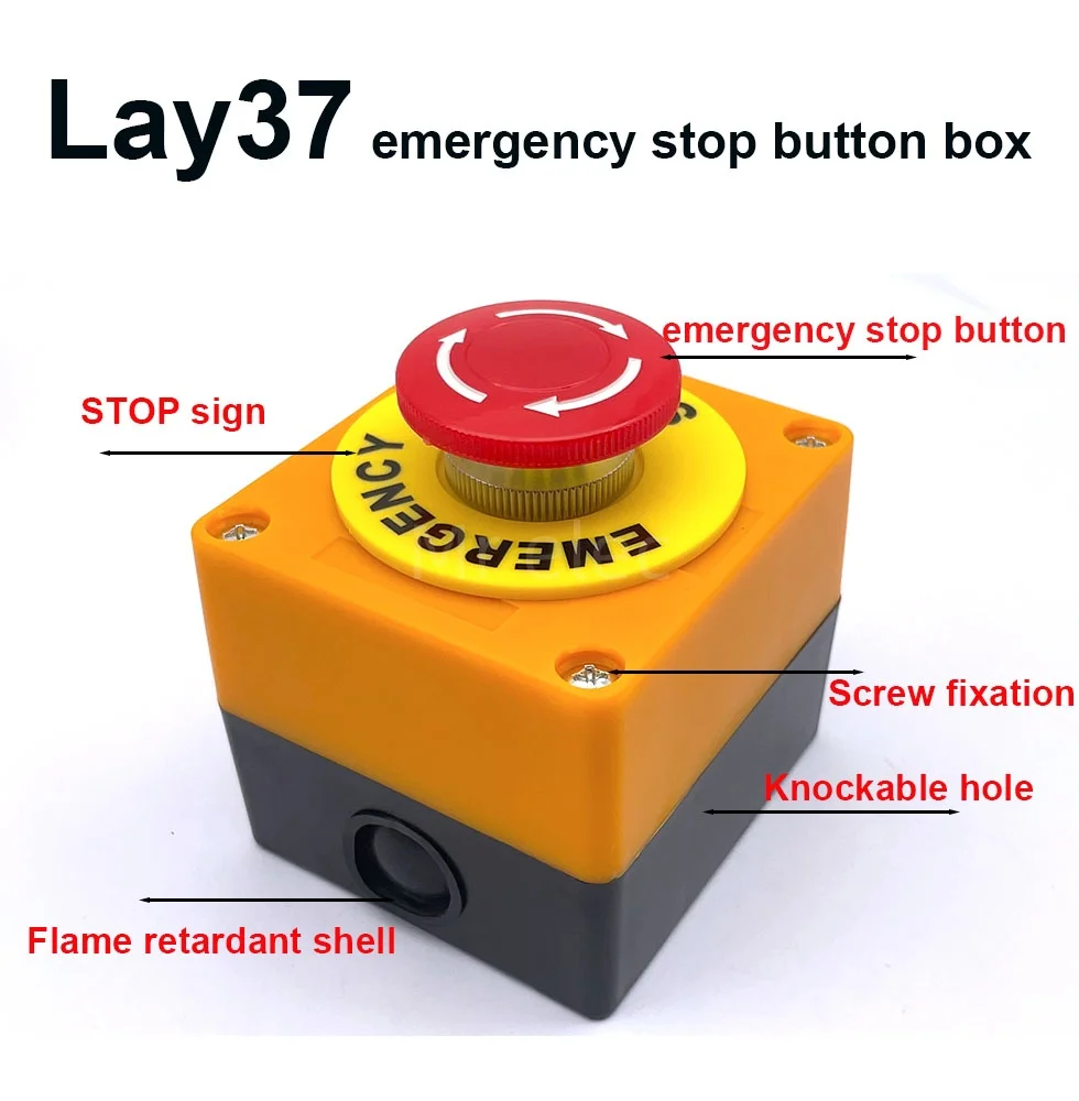 1 pz lay37 pulsante di arresto di emergenza scatola interruttori attrezzatura ascensore ascensore avviso arresto di emergenza anello impermeabile e antipolvere