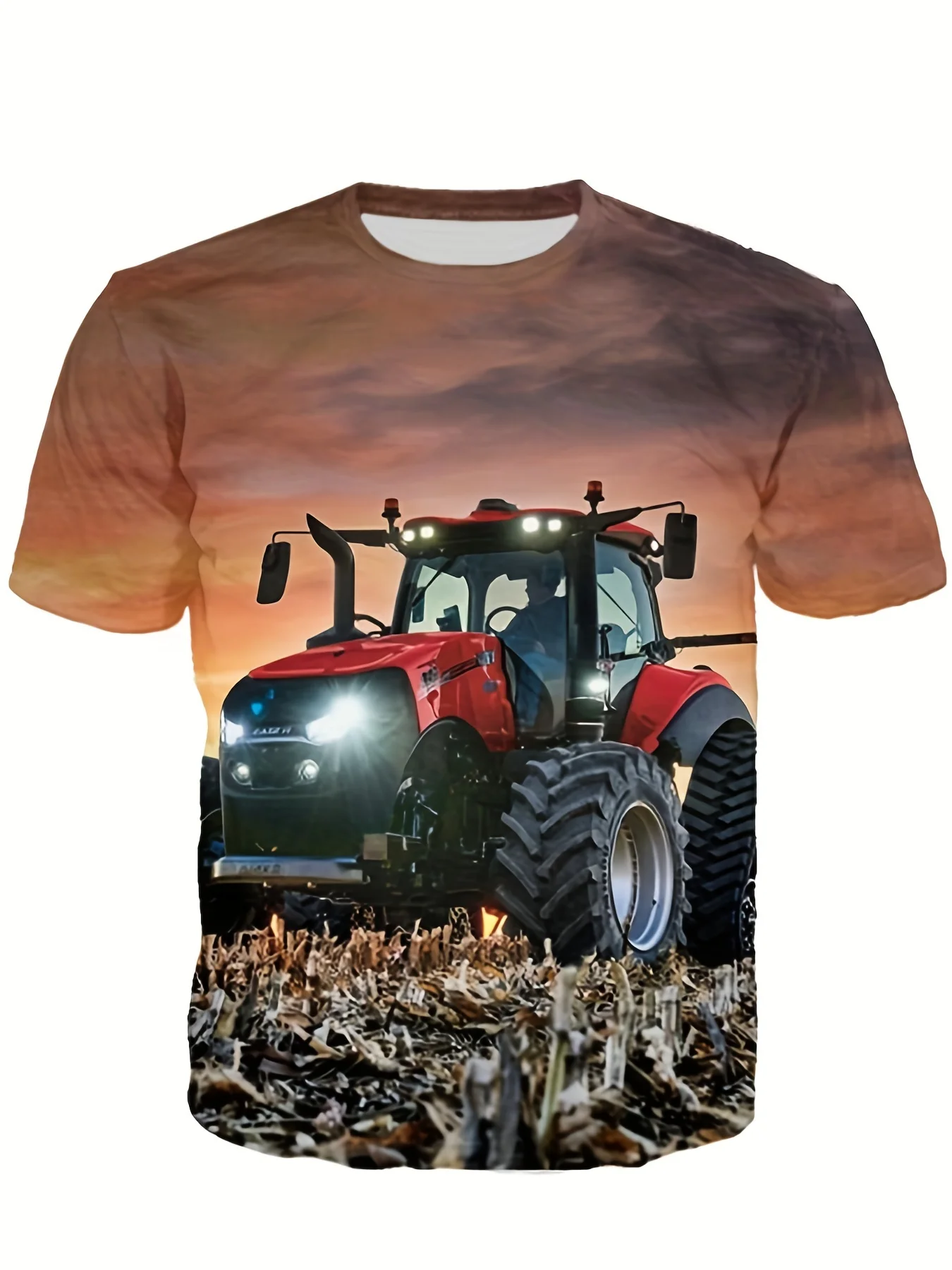 Kids Truck Tractors 3D Printing T-shirt Boy Clothes Baby Girls Tops Car Tractor Short Sleeve Children Shirt Summer Boys T-shirts