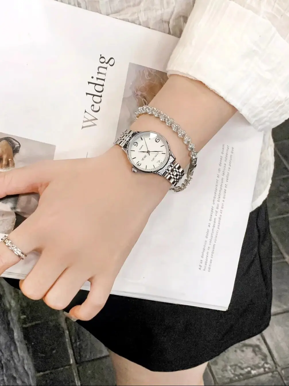 Stainless Steel WatchSimple And VersatileStylish Women'S Double Calendar Quartz WatchWomen'S GiftQuartz WatchHigh-End Selection.