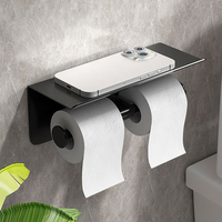 Double Toilet Paper Holder Dual Large Rolls Tissue Holder Stainless Steel Holder with Phone Wall Mount for Bathroom Washroom