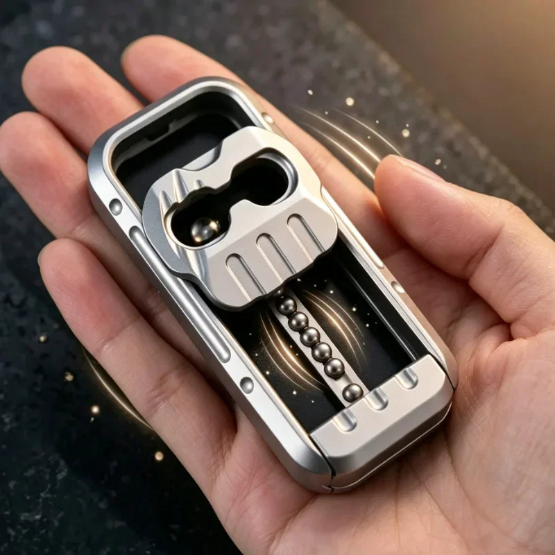 Stainless Steel EDC Fidget Slider for Stress Relief Anti Stress Metal Fidget Mechanical Slider Ball Bouncing Push Card Plate