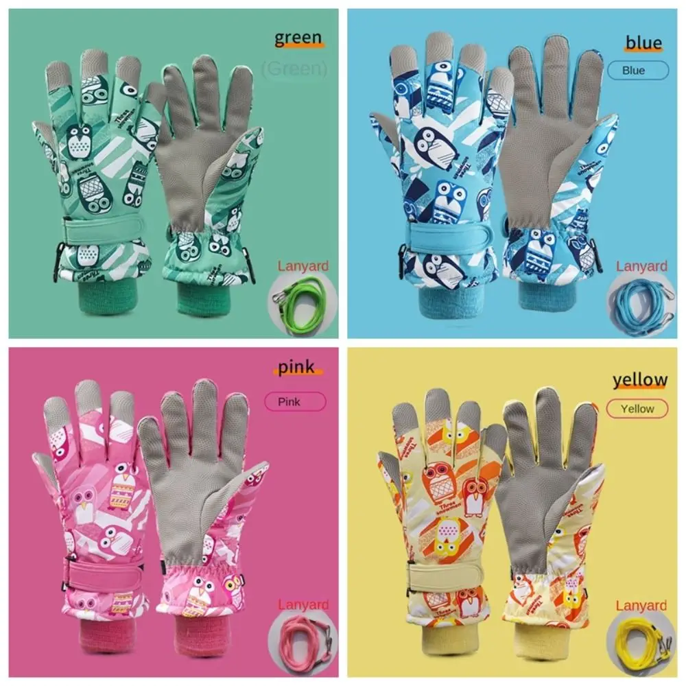 Gants de ski coordonnants coupe-vent pour enfants, coton, chaud, dessin animé, équitation, UNIS issement, cadeau de Noël, 1 paire