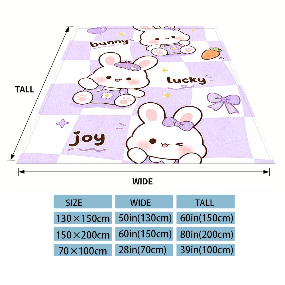 Purple Bunny Nap Blanket,Flannel Blanket,Suitable For Sofas,Beds,Cars,Rooms,Offices,Camping,Exquisite Gift Blankets