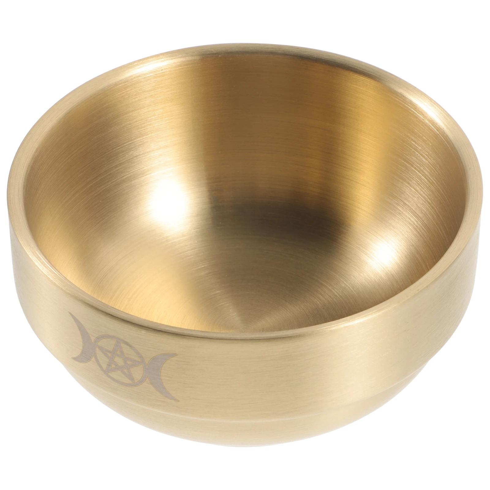 

1Pcs Pentagram Shape Sacrificial Bowl Stainless Steel Material Worship Tool Smooth Round Surface Altar Decoration