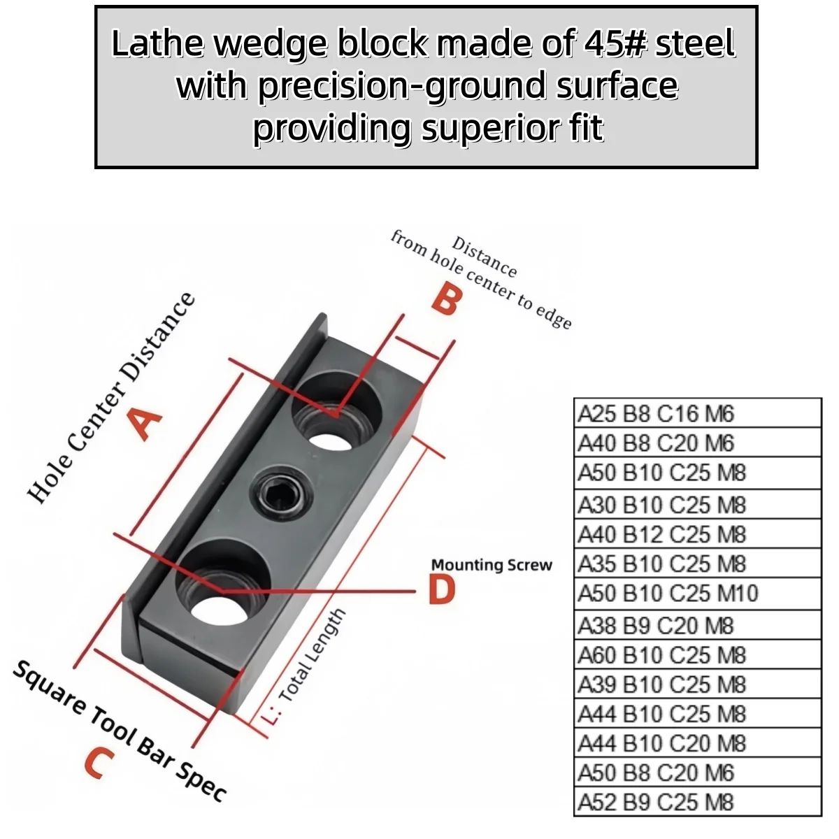 cnc工具ホルダー用ウェッジブロック、角型工具シャンク用パッドウェッジ、旋削工具プレスブロック、旋削工具スラントブロック