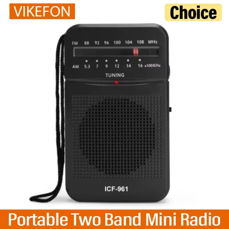 Vikefon portátil am fm rádio de bolso duas bandas mini rádio com entrada para fone de ouvido 2 * aa alimentado por bateria rádio cristal para casa ao ar livre