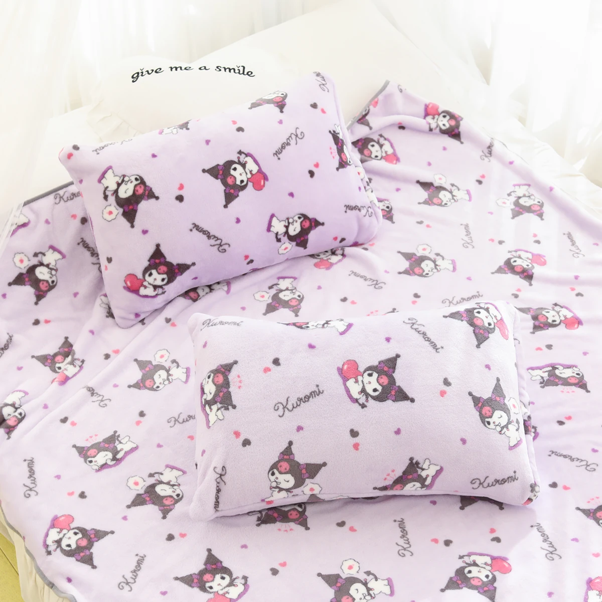 Kawaii anime kawaii kuromi meine melodie flanell decke zimt rolle plüsch spielzeug klimaanlage quilt mädchen weihnachts kind geschenk