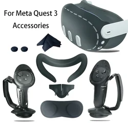 VR Accessories For Quest 3 Controller Grip Silicone Protective Case Blackout Nose Pad Silicone Face Cover for Meta Quest 3