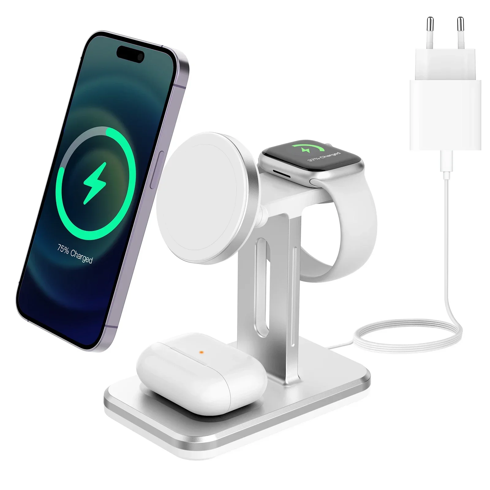 

3 in 1 macsafe Wireless Charger For iPhone 14 13 12 Pro Max for Apple Watch 8 7 6 5 Airpods Pro 2 3 Fast Charging Station