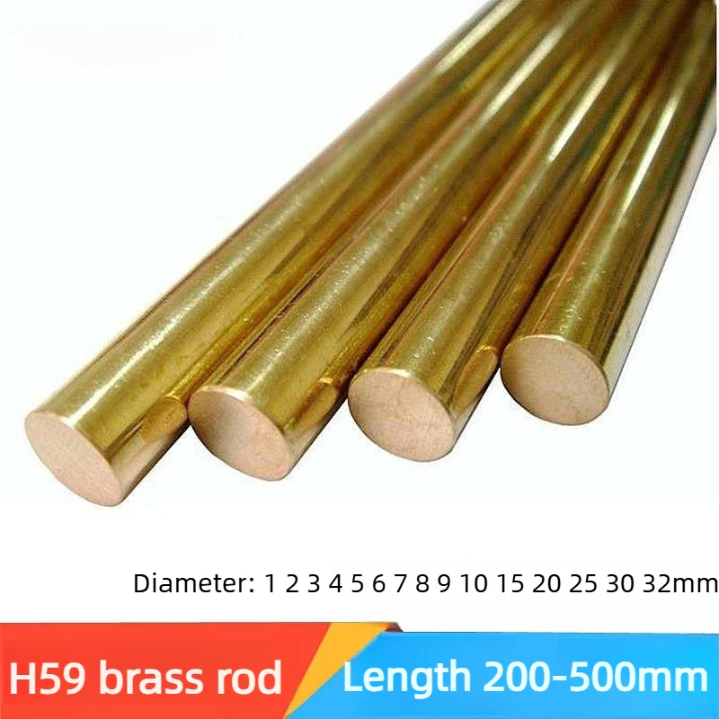 H59 Brass Round Bar Rod Diameter 1-32mm Length 200-500mm For DIY Knife Handle Circular Wire Tube Modelmaking Brass Rod