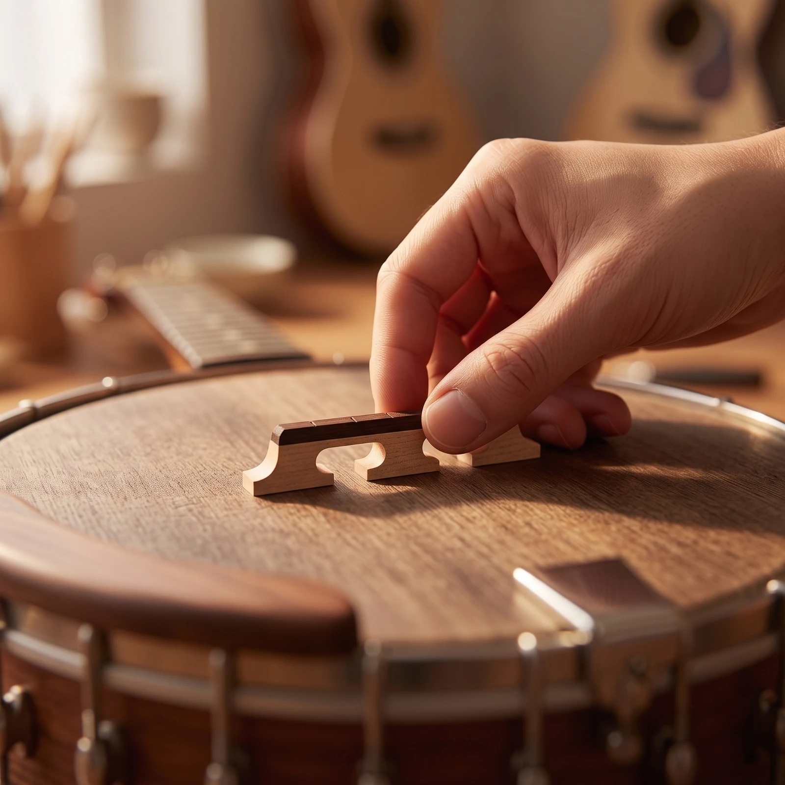 Four-String Banjo Bridge Easy Installation 4-String Banjo Bridge Accessory Stable Low-Height for Luthier, Instrument Setup