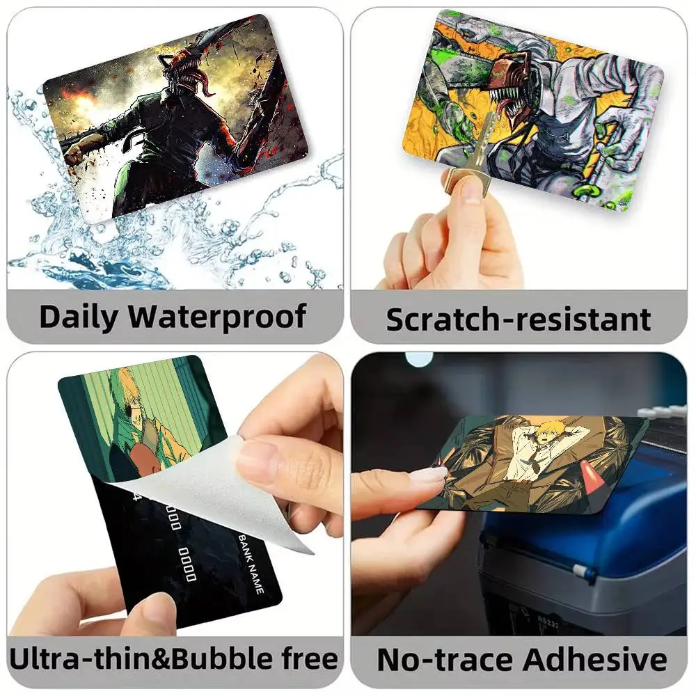 Anime C-Chainsaw Man Denji  Credit Card HD Stickers Small Chip Waterproof Sticker Game Card Decal Gift
