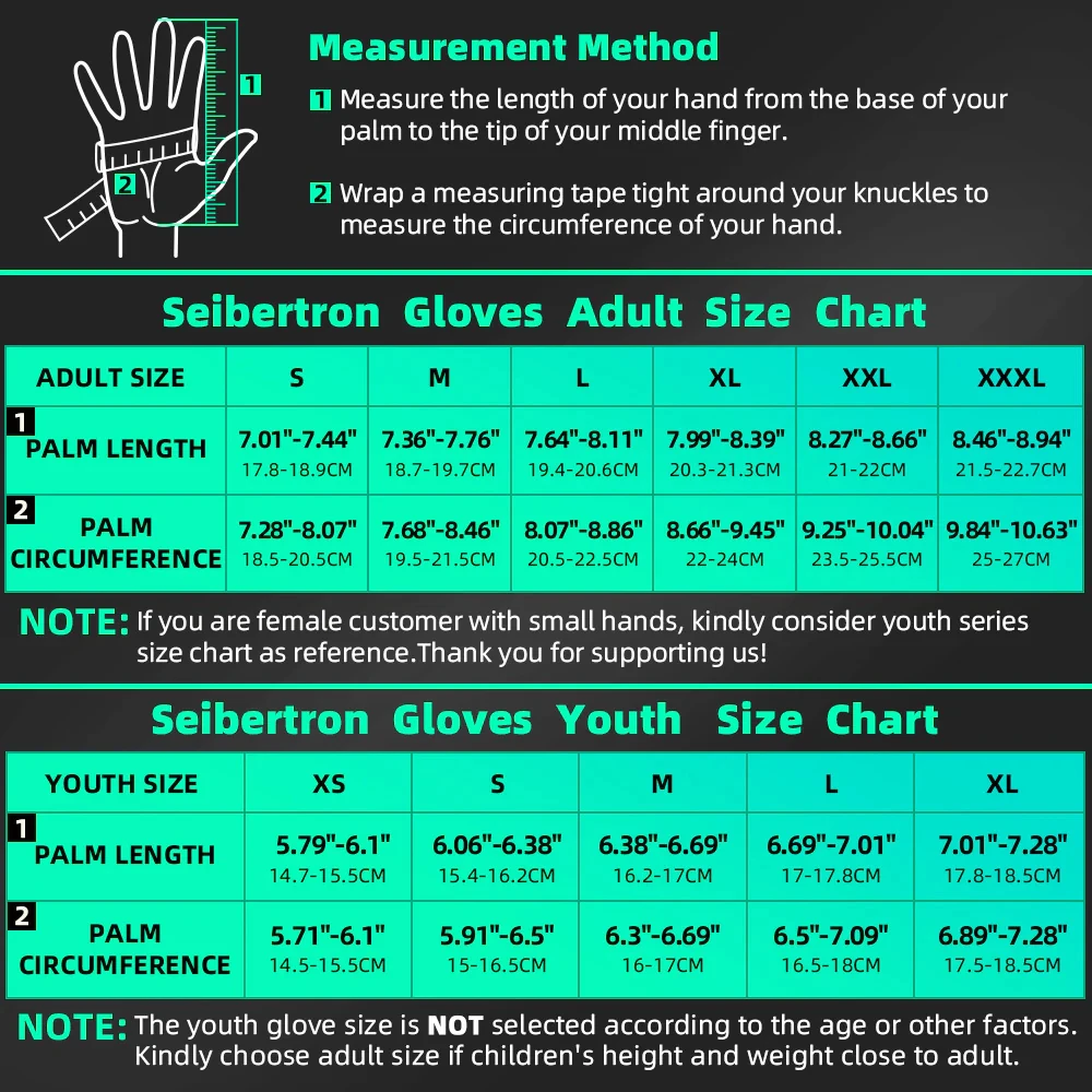 Seibertron Motorcycle Gloves Breathable Riding Gloves Four-season Versatility Motorcycle Glove for Adult Child Seibertron SPS-3
