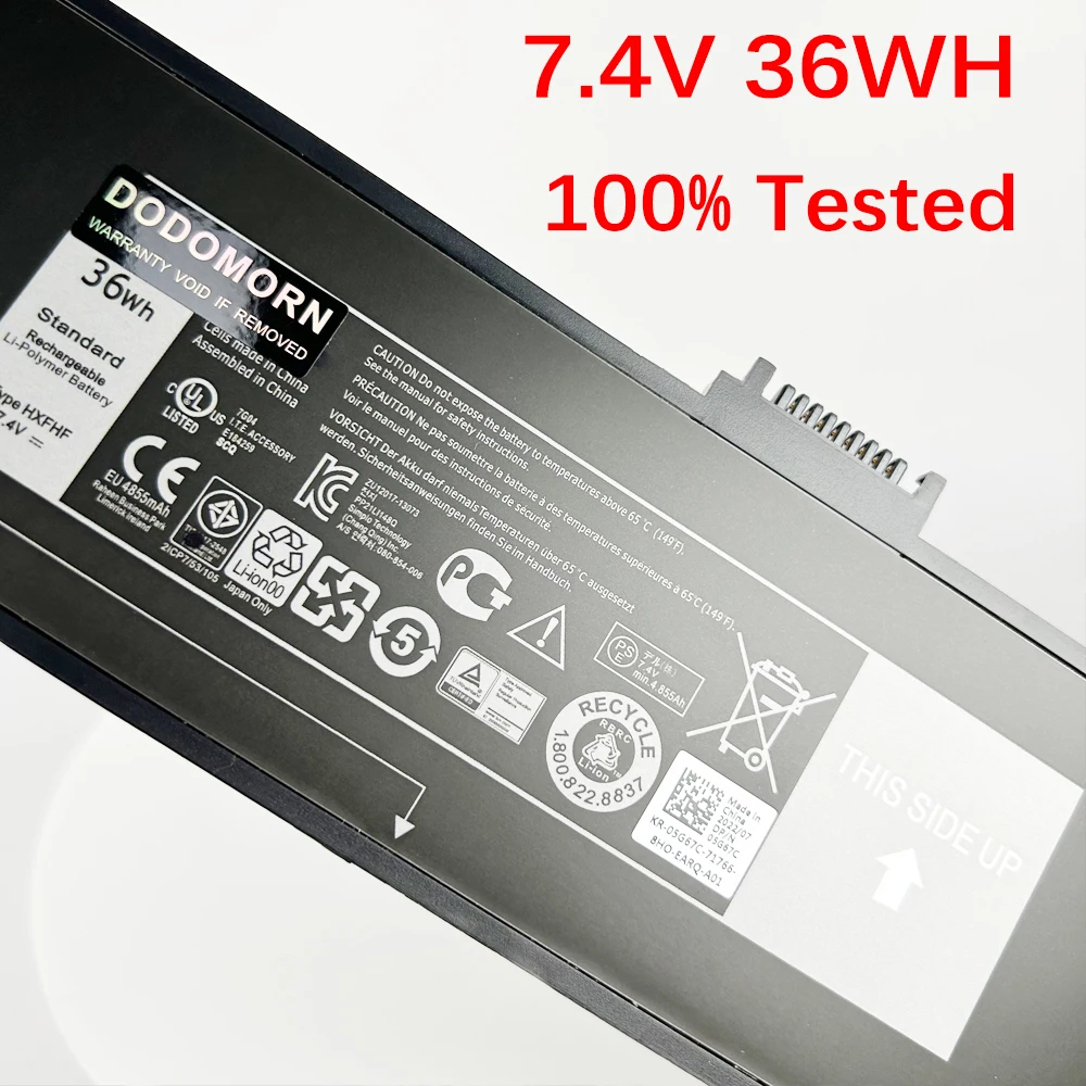 DODOMORN nueva batería de ordenador portátil HXFHF para DELL Venue 11 Pro 7130 7310 7139 VJF0X 36WH de alta calidad con número de seguimiento