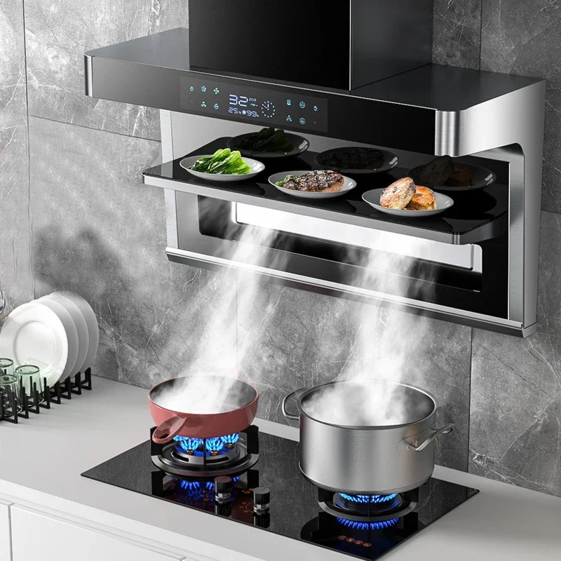 

220v In Stock Home Appliance Kitchen Large Suction Top Side Double Suction Range Hood 7-shaped