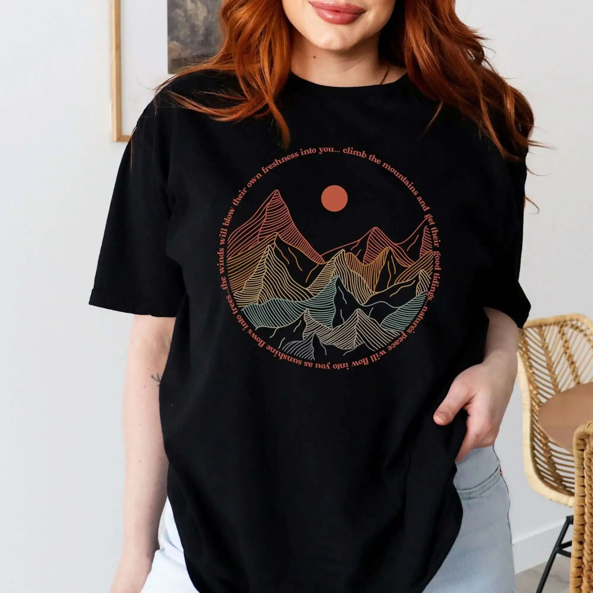 

Outdoor Retro T Shirt Adventure Mountains Nature Hiker Lover Gift Hiking Groups Boho Camping