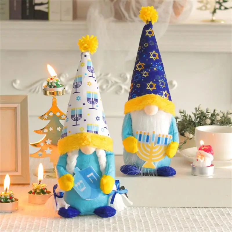 Decoración de gnomos de Hanukkah para el hogar, regalos judíos, adornos judíos de Chanukah para el hogar, decoración de Menorah judía, decoraciones DIY