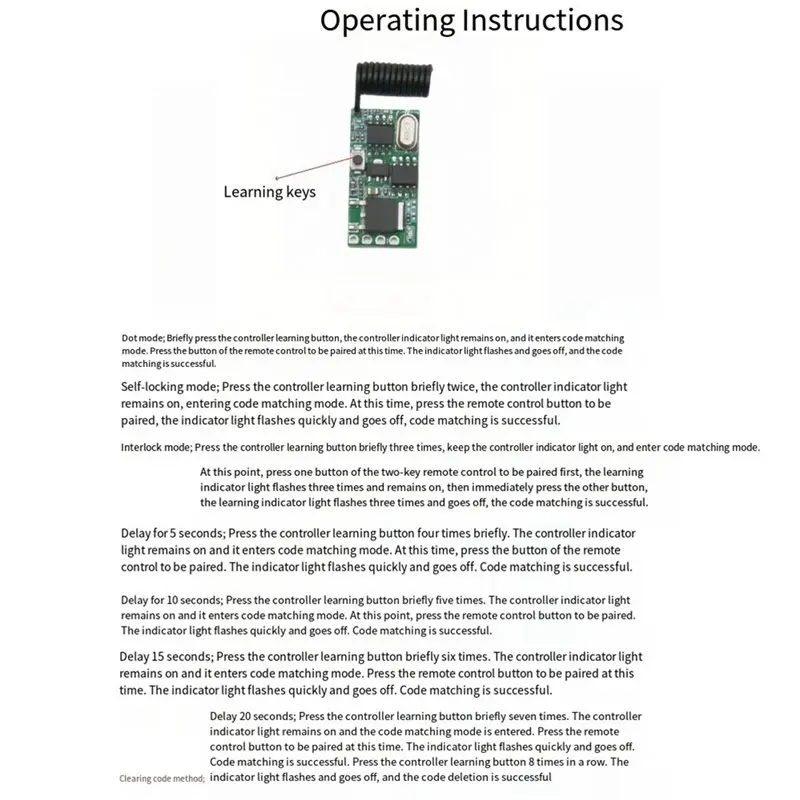 LXYB18B Wireless RF Module DC 3V-24V Wide Voltage Universal Miniature Receiver 433Mhz Remote Control Functionality