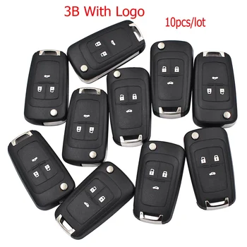 เคสกุญแจพับได้มี3ปุ่ม10ชิ้น/ล็อตสำหรับ Chevrolet Aveo Cruze แบบไม่ตัดใบมีด