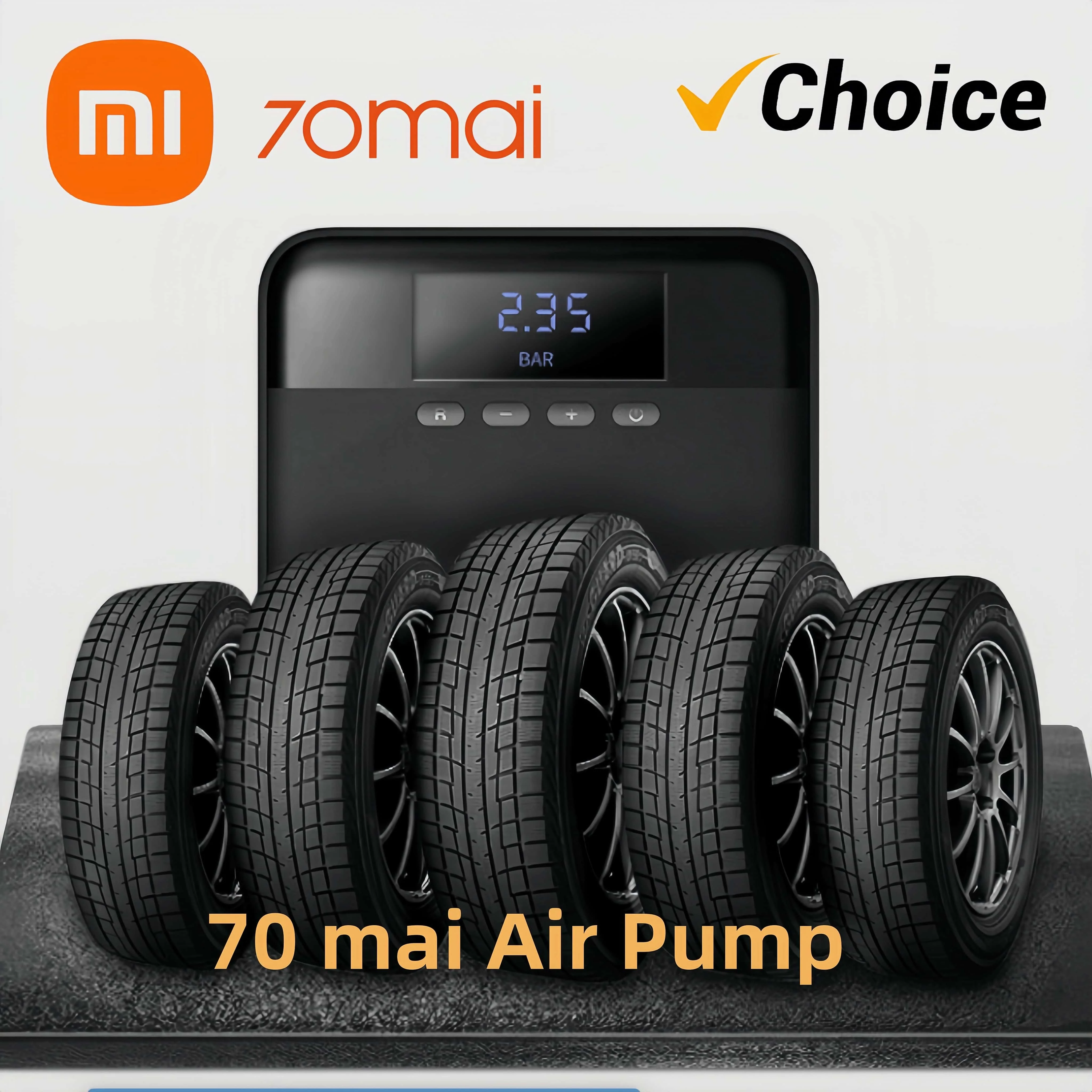 70mai Portable Air Compressor Tire Inflator Air Pump for Car Tires DC 12V Tire Pump Preset tire pressure For Bike Ball