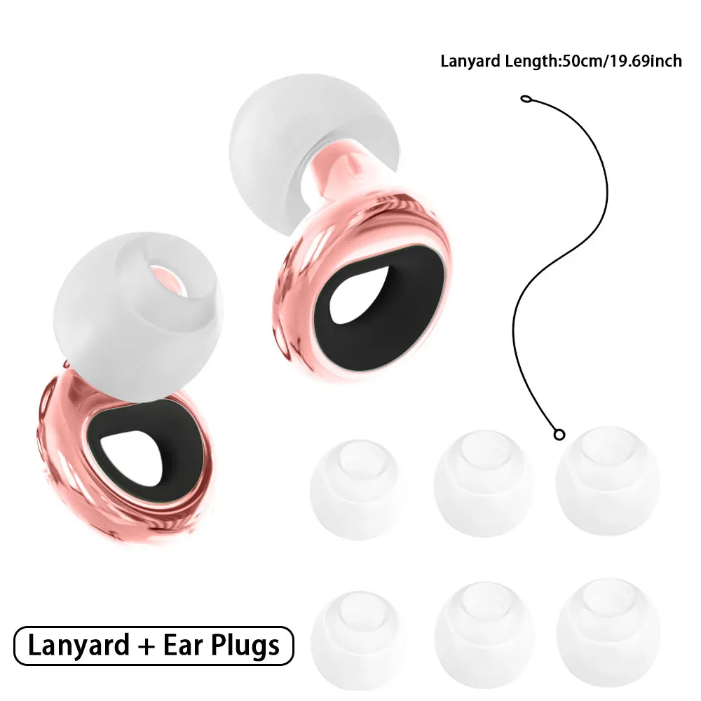 Silicone Earplugs With Silicone Lanyard, Hypoallergenic Noise Attenuation for Bathing, Travel, Side Sleep Night Rest