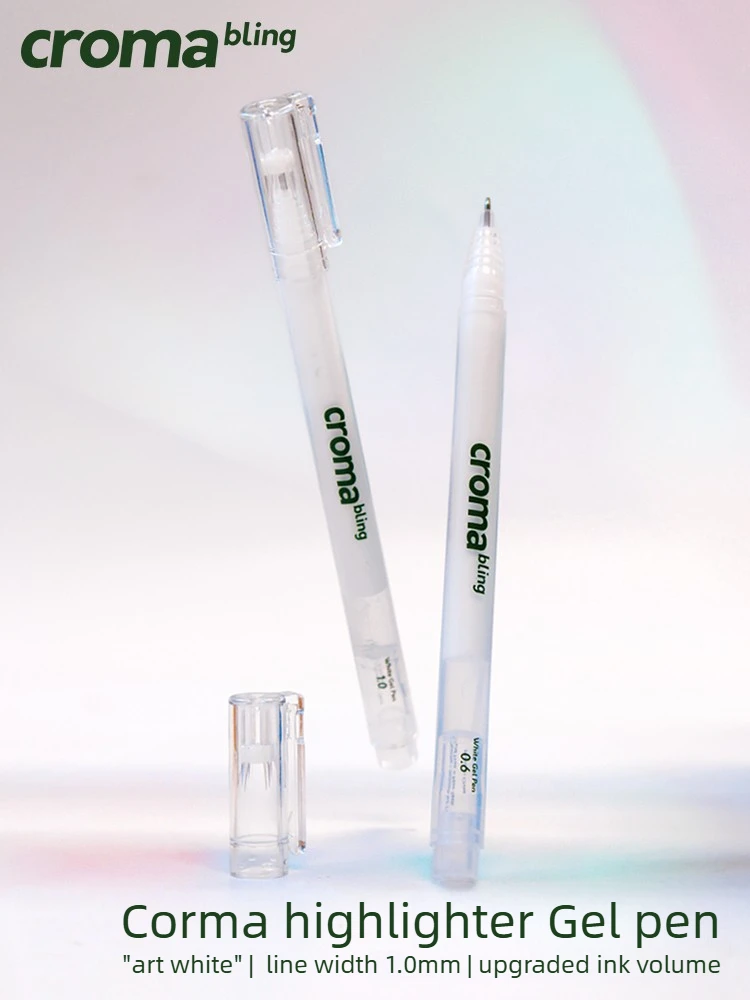 1/10 PCS Croma 0.6mm/1mm Highlight White Gel Pen Fine Tip White Fluorescent Marker Animation Sketch Drawing Art School Supplies