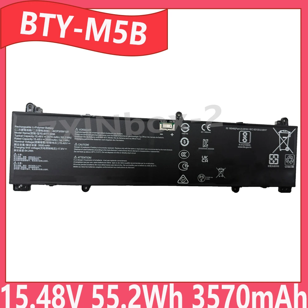 

New BTY-M5B 15.48V 55.2Wh 3570mAh Laptop battery For MSI BTY-M5B 4ICP3/59/120
