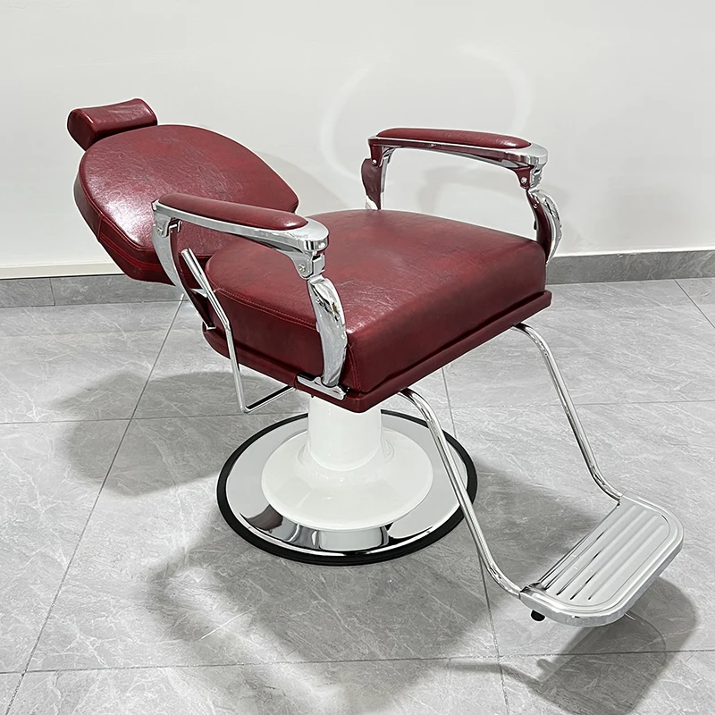 Cadeira de barbeiro reversível premium, cadeira de salão de espuma respirável, loja de estilo de cabelo, beleza reclinável, forte, móveis de salão de coiffure
