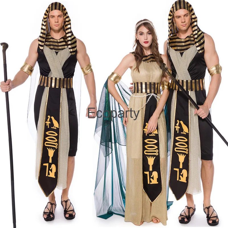 

New Couples Greek Mythology King Queen Cosplay Costume Men Women Egyptian Pharaoh Cleopatra Outfits Halloween Party Costumes