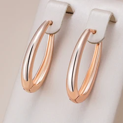 Kinel Hot Fashion Glossy Hoop Earrings 585 Rose Gold Color Simple Square Earrings For Women High Quality Daily Fine Jewelry