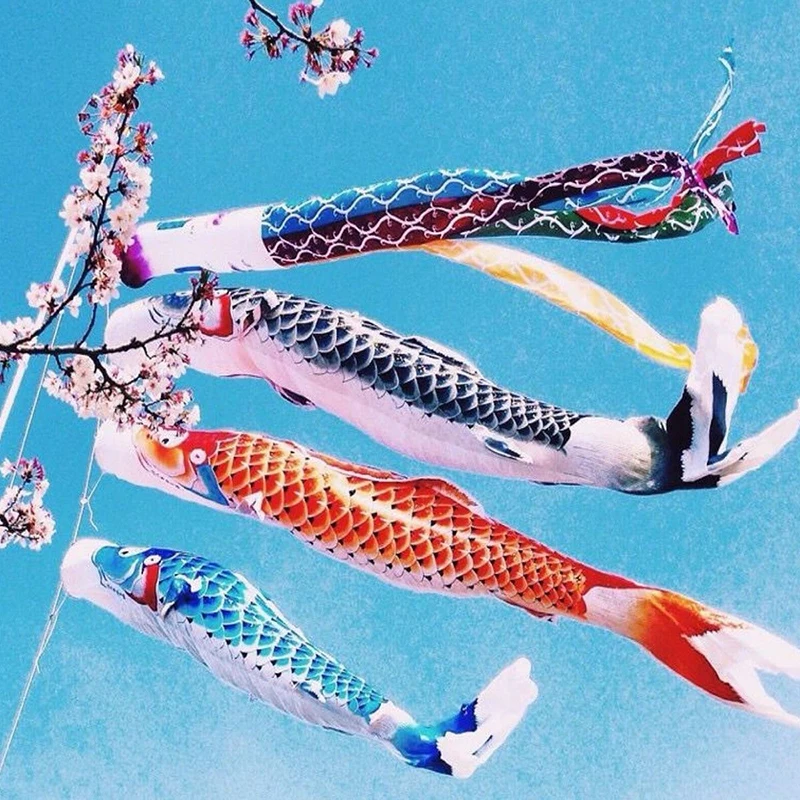 Nuevo estilo 40/70/100 CM Koi Nobori carpa viento calcetines Koinobori colorido bandera de pescado colgante pared decoración del hogar
