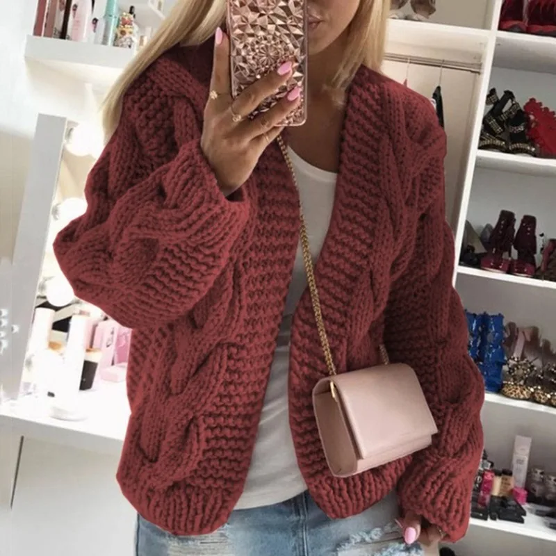 Autumn New Knitted Solid Women's Hooded Cardigan Winter Fashion Casual Loose Cardigan Sweater for Women Y2k Streetwear