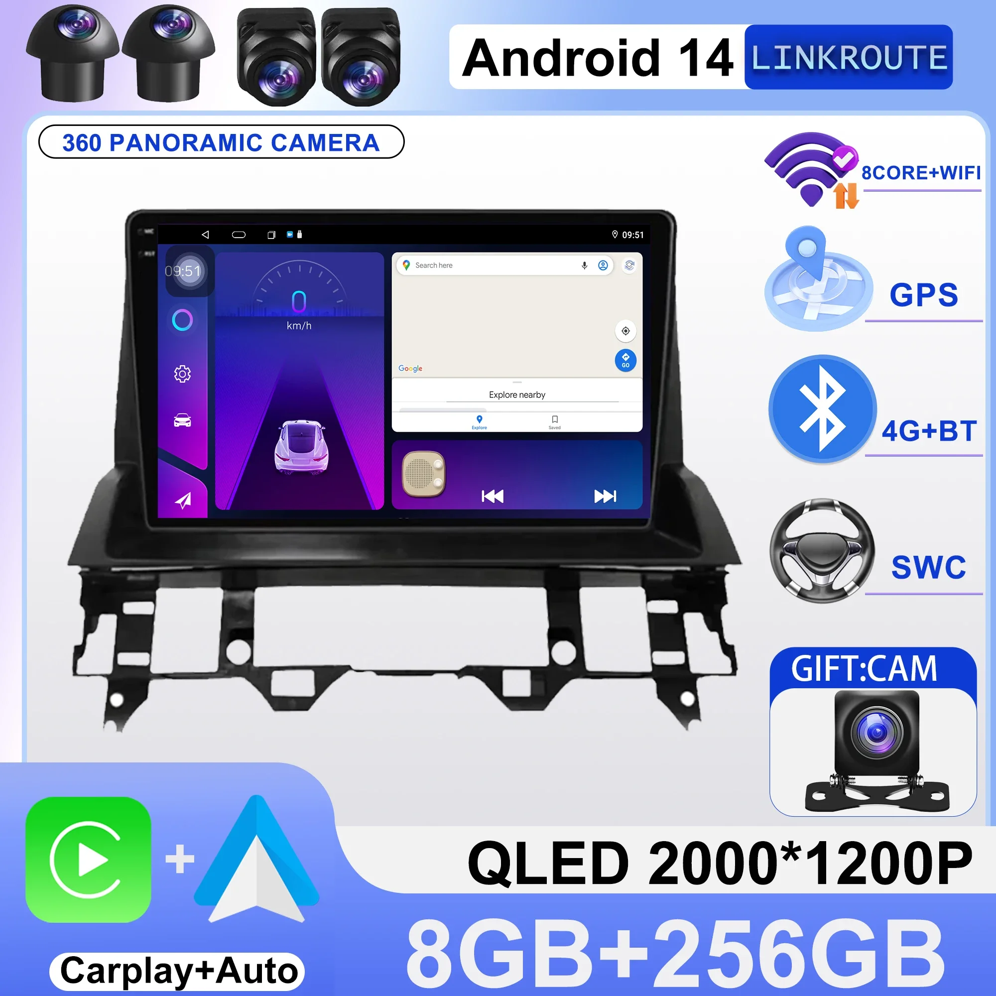 For Mazda 6 2002 - 2008 Multimedia Navigation GPS Auto Radio Player Carplay Radio Screen No 2 din DVD BT Car Stereo Android 14