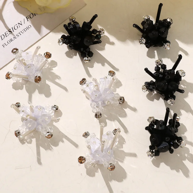 Vibrant Fabric Patch Tube Bead Rhinestone Flower Korean Style Lightweight Decor for Clear Crystal Jelly Clogs Shoes 1 Piece